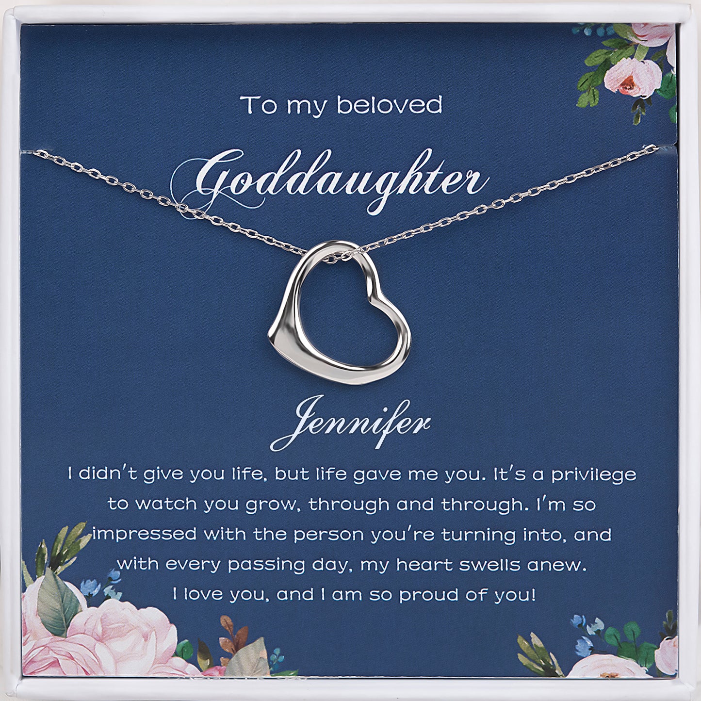 To My Beloved Goddaughter Card and Sterling Silver Heart Necklace Gift Set