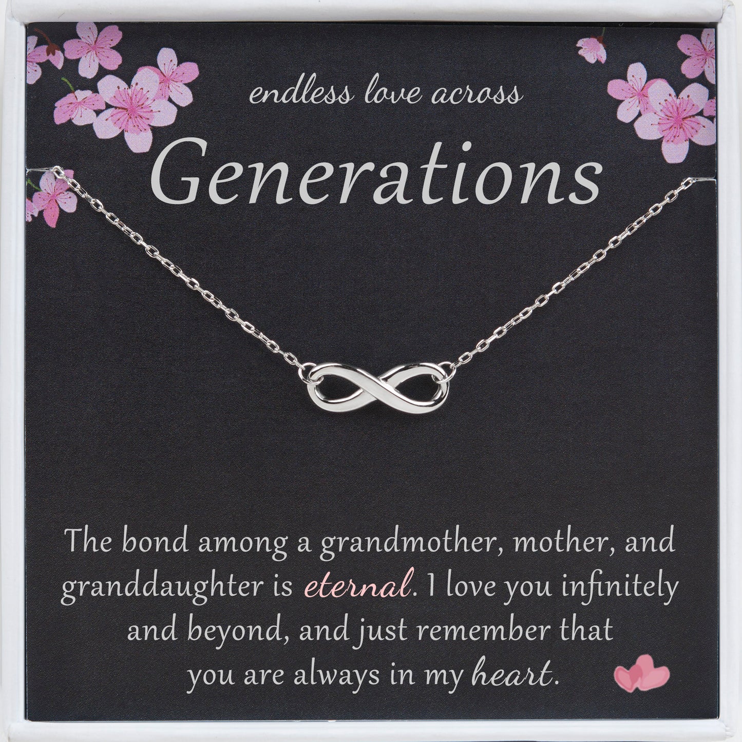 "Endless Love Across Generations" Card and Infinity Necklace