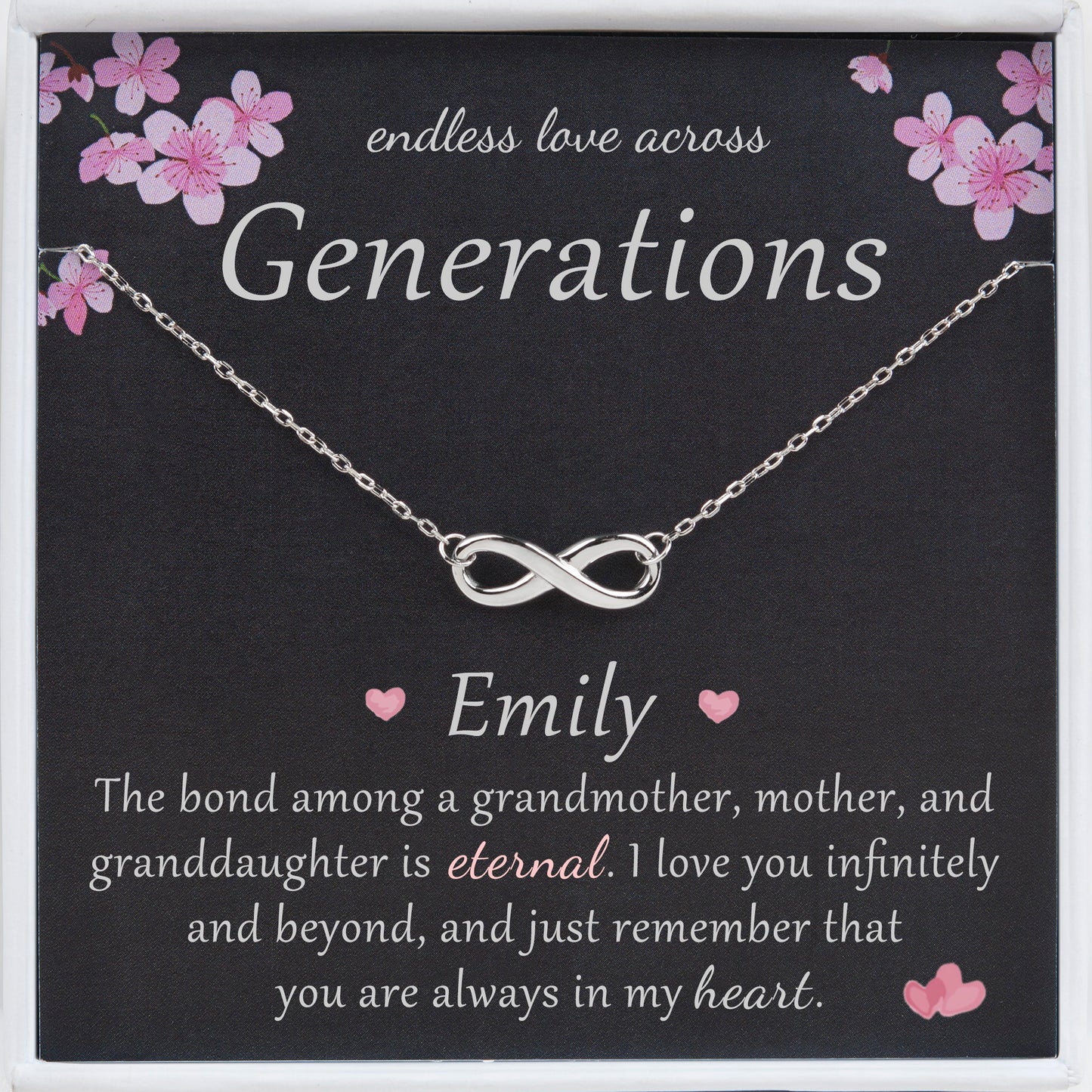 "Endless Love Across Generations" Card and Infinity Necklace