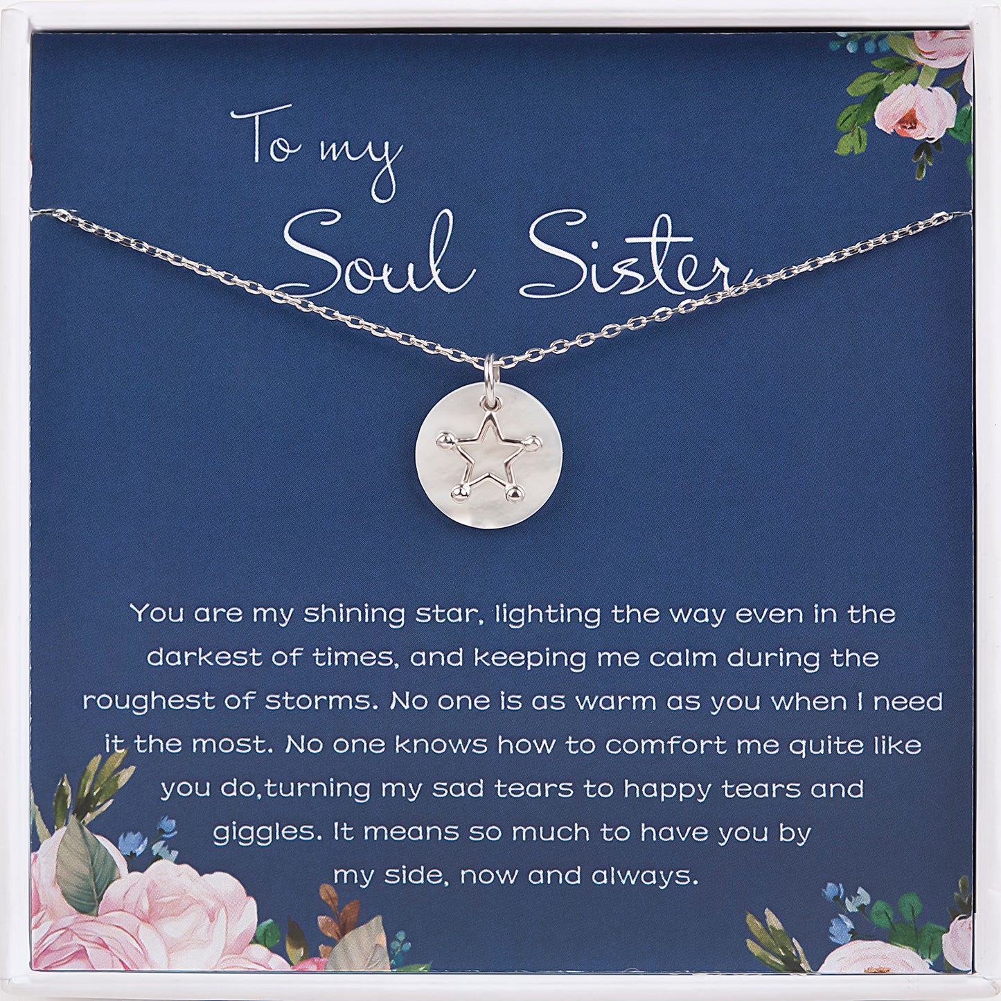 Personalized Soul Sister Necklace 925 Sterling Silver Jewelry, Birthday Gift Card Necklace for Soul Sister