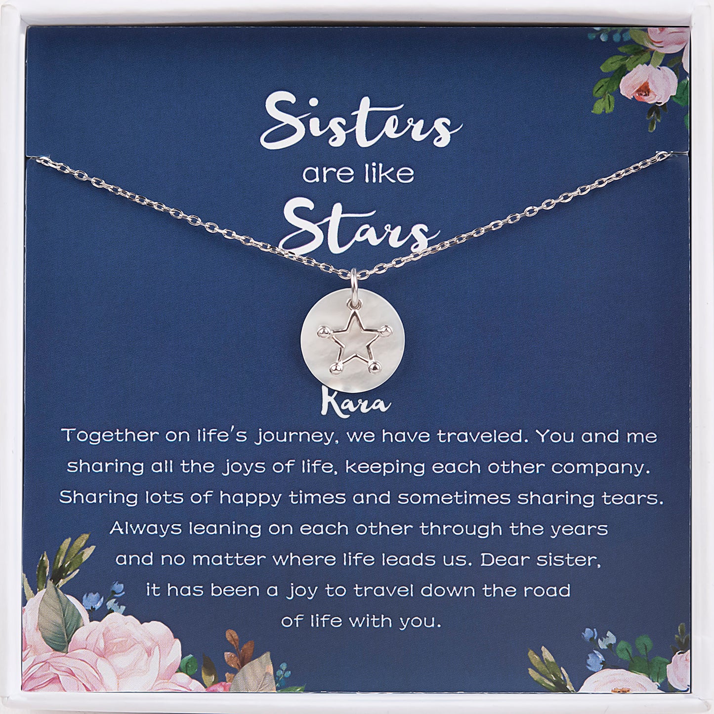 "Sisters are like Stars" Card and Sterling Silver Necklace