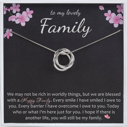 "To My Lovely Family" Card and Sterling Silver Necklace