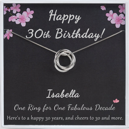 "Happy 30th Birthday" Card and Sterling Silver Necklace