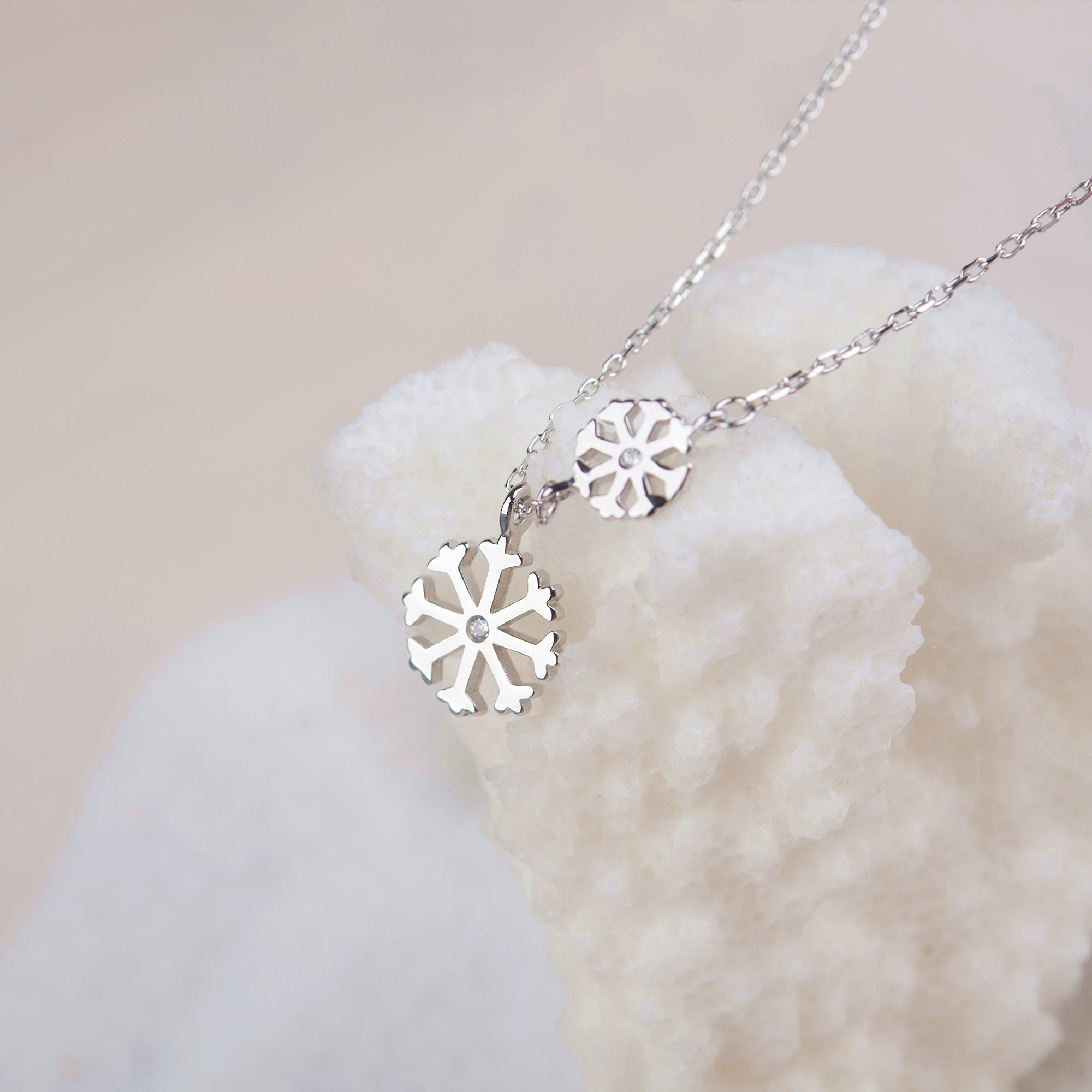Merry Christmas Mom Sterling Silver Snowflake Necklace