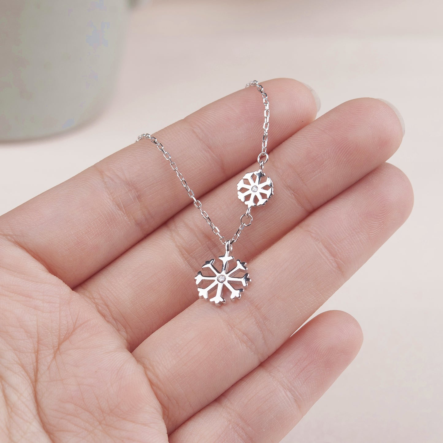 "Endless Love Between Mother & Child" Card and Snowflake Necklace