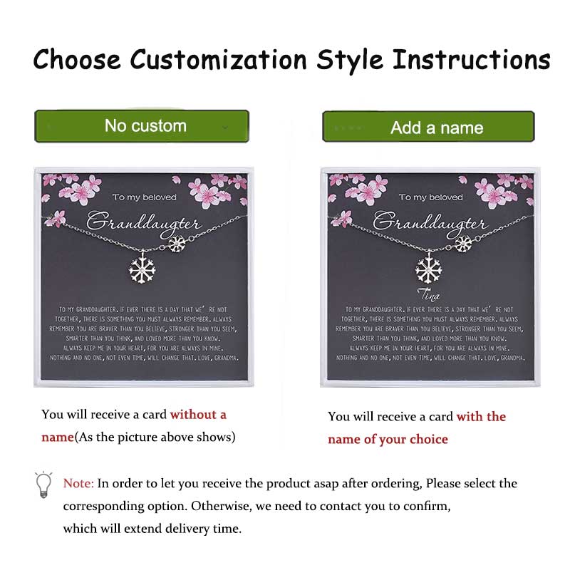 "To My Beautiful Granddaughter" Card and Snowflake Necklace