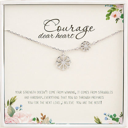 "Courage Dear Heart" Card and Snowflake Necklace