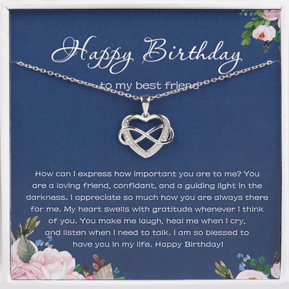 "Happy Birthday to my Best Friend" Card and Sterling Silver Infinity Necklace