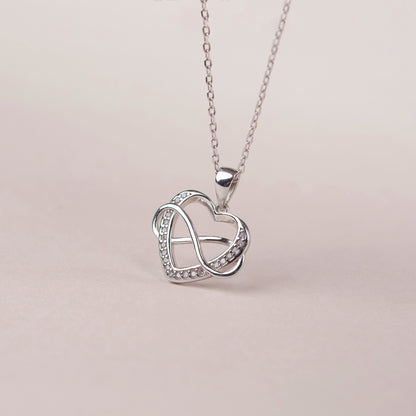 "To my beautiful Mom" Infinity Heart Necklace, 925 Sterling Silver Mother's Day Jewelry and Card