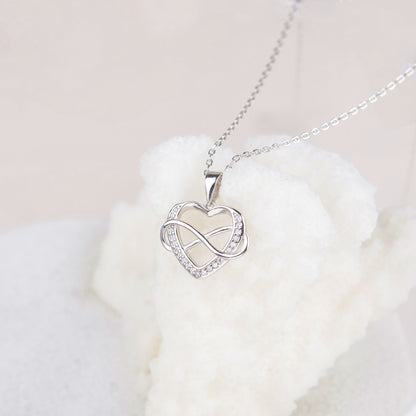 "To my beautiful Mom" Infinity Heart Necklace, 925 Sterling Silver Mother's Day Jewelry and Card