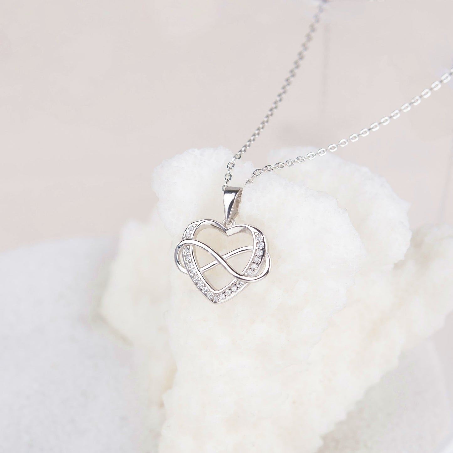 "To an Amazing New Mom" Card and 925 Sterling Silver Infinity Heart Necklace