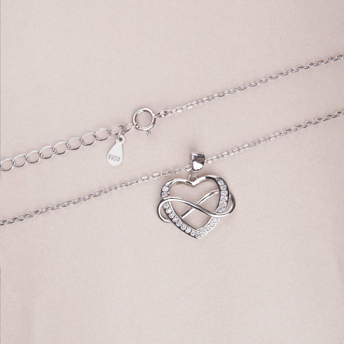 "To an Amazing New Mom" Card and 925 Sterling Silver Infinity Heart Necklace