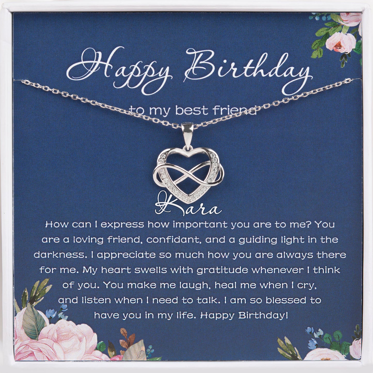 "Happy Birthday to my Best Friend" Card and Sterling Silver Infinity Necklace