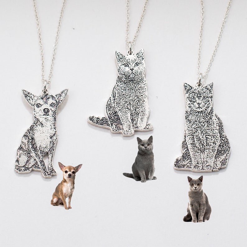 Pet Portrait Sterling Silver Necklace