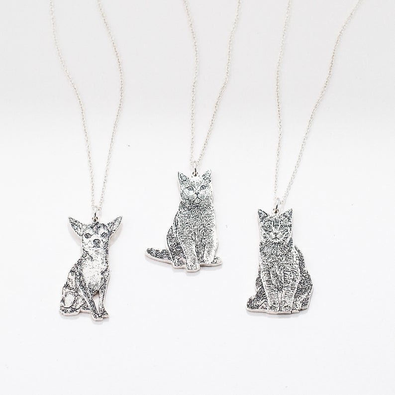 Pet Portrait Sterling Silver Necklace