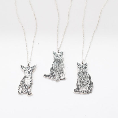 Pet Portrait Sterling Silver Necklace