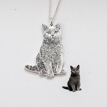 Pet Portrait Sterling Silver Necklace