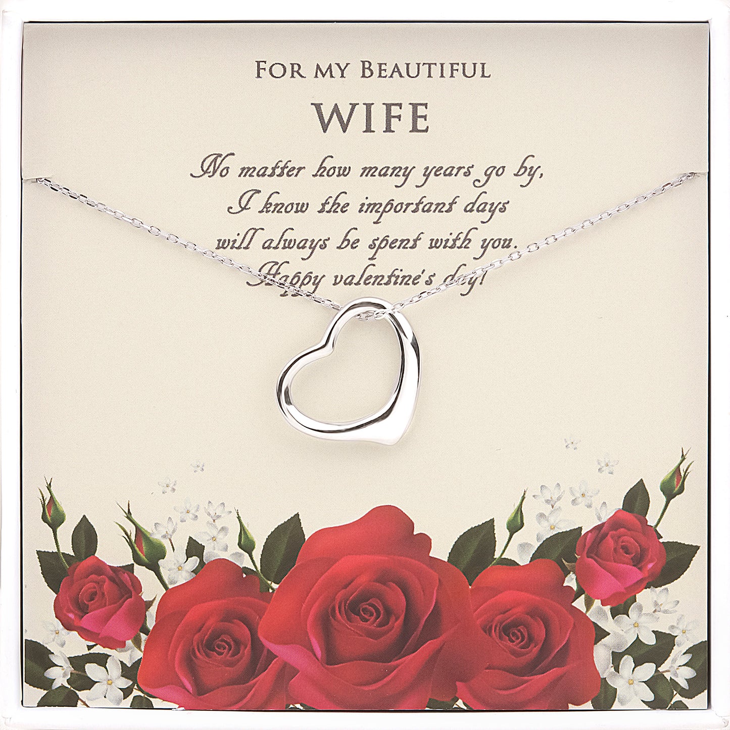 "For my Beautiful Wife" Valentine's Day and Heart Necklace