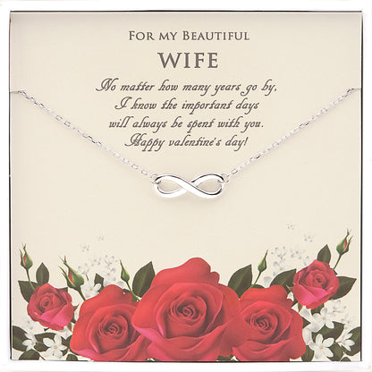 "For My Beautiful Wife" Valentine's Day Card and Infinity Necklace