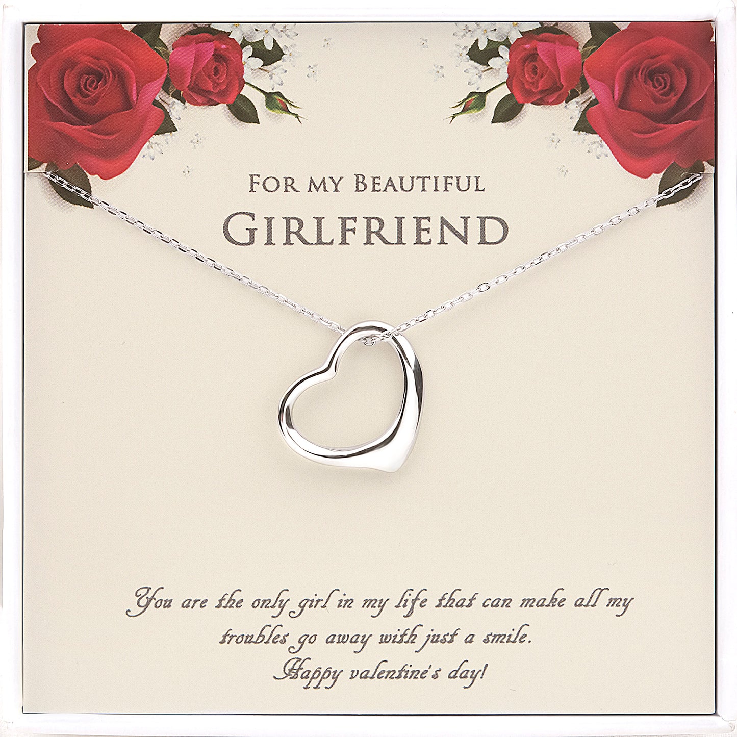 "For My Beautiful Girlfriend" Card and Dangling Heart