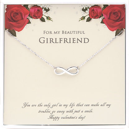 "For my Beautiful Girlfriend" Valentine's Day Card and Infinity Necklace