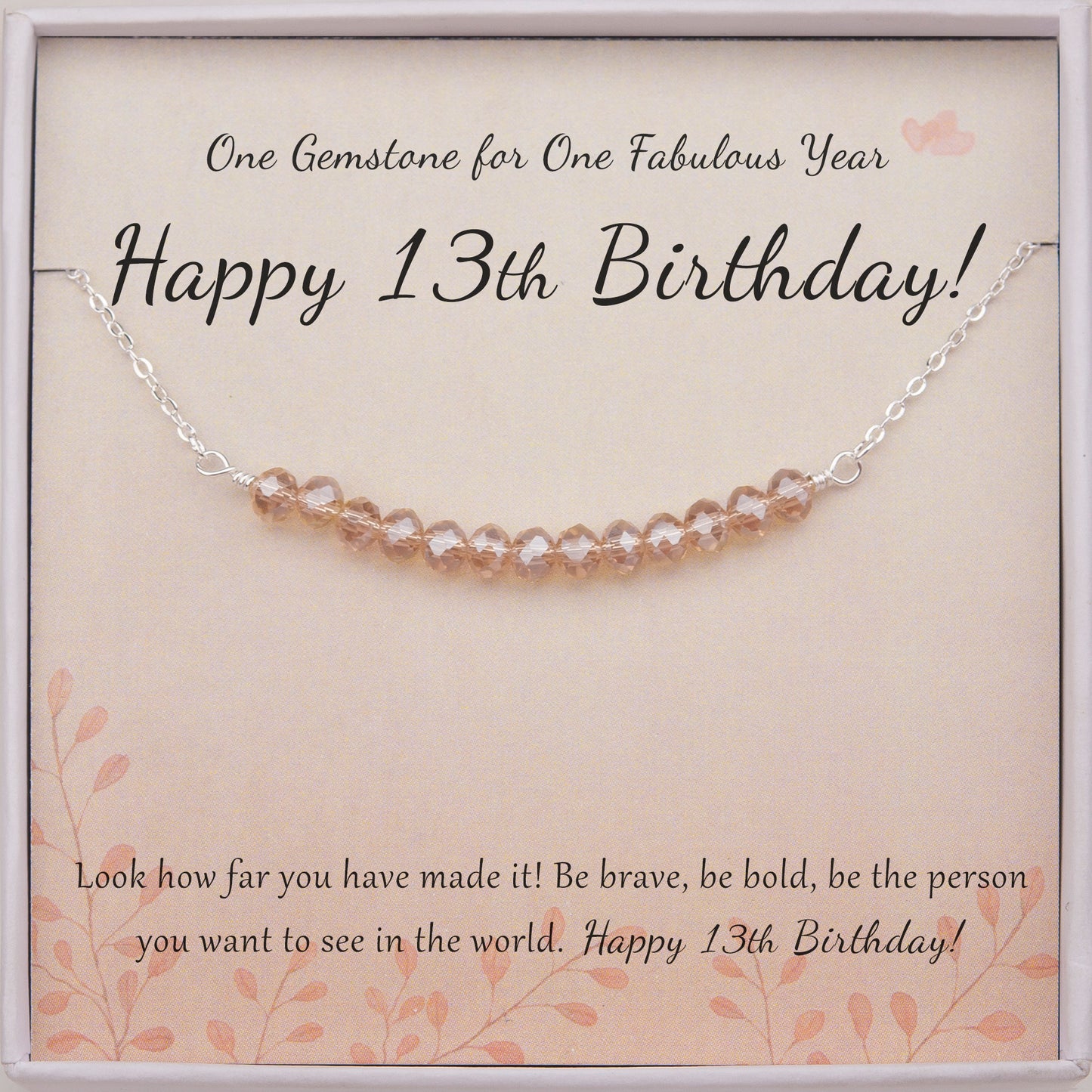 "Happy 13th Birthday" Card and Bead Necklace