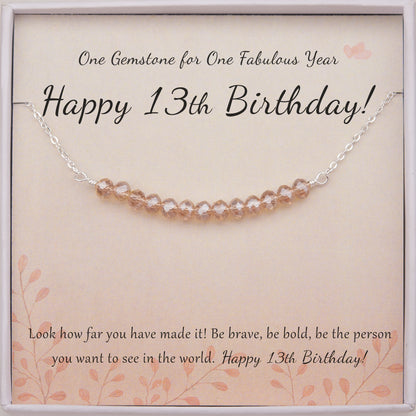 "Happy 13th Birthday" Card and Bead Necklace