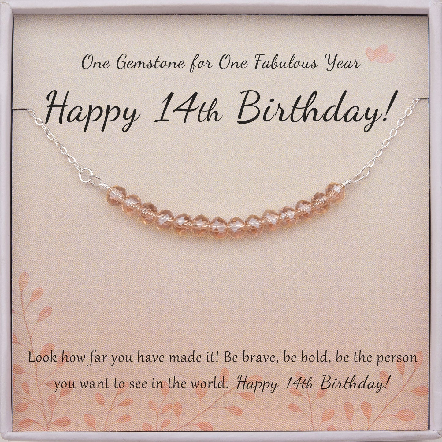 "Happy 14th Birthday" Card and Bead Necklace