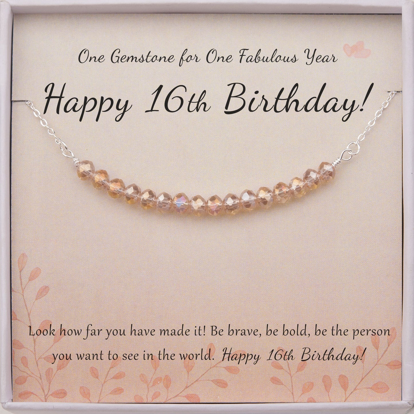 "Happy 16th Birthday" Card and Bead Necklace