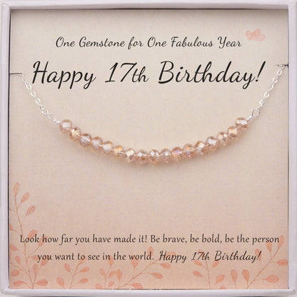 "Happy 17th Birthday" Card and Sterling Silver Bead Necklace