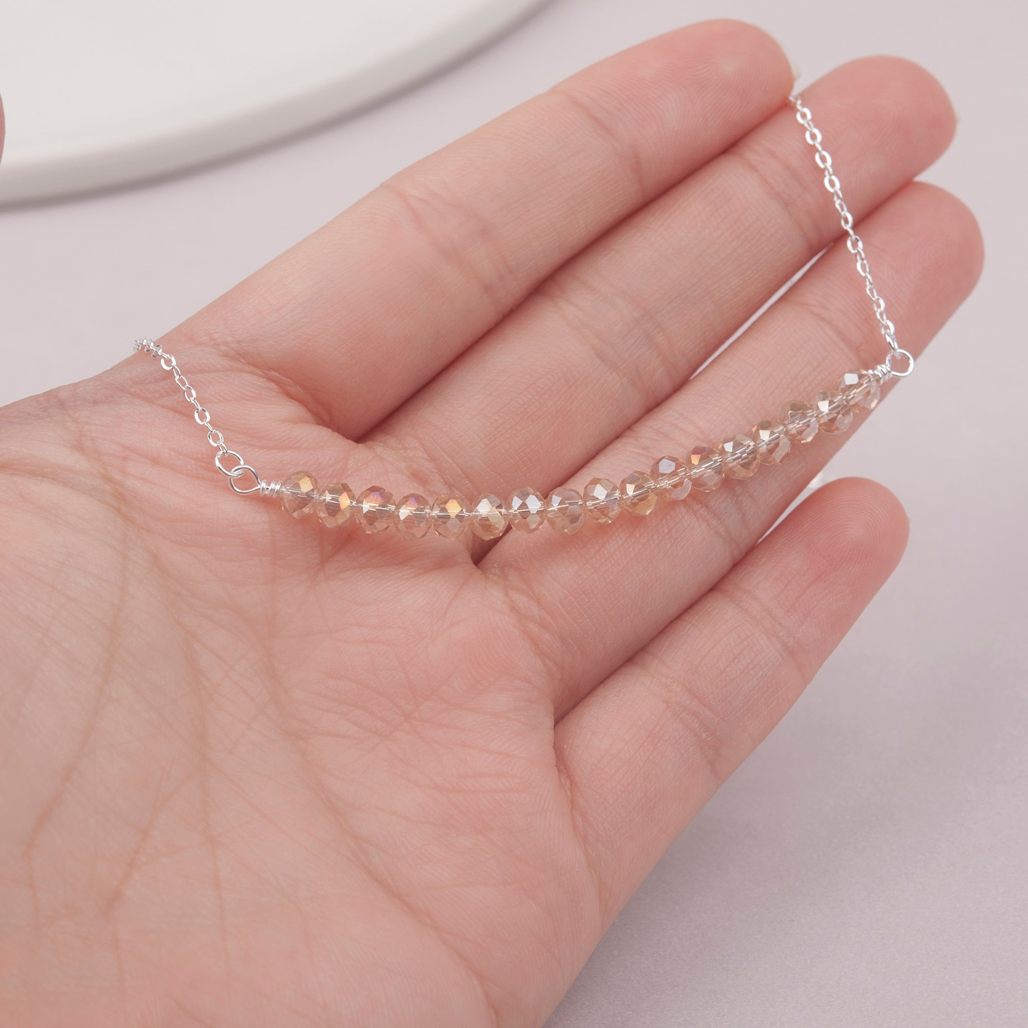 17th Birthday Gifts for Girls, Sterling Silver 17 Crystal Beads Necklace Gift for 17 Year Old Girl, Birthday Milestone Necklace