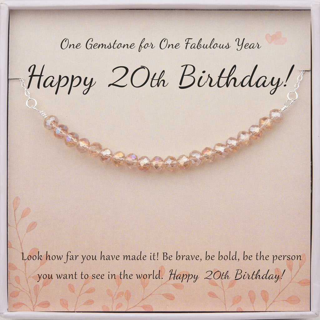 "Happy 20th Birthday" Card and Bead Necklace