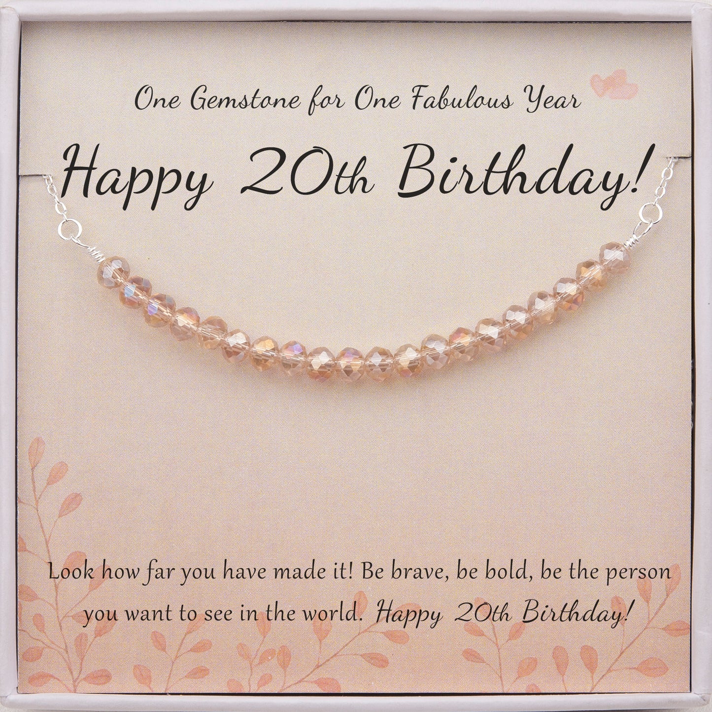 "Happy 20th Birthday" Card and Bead Necklace