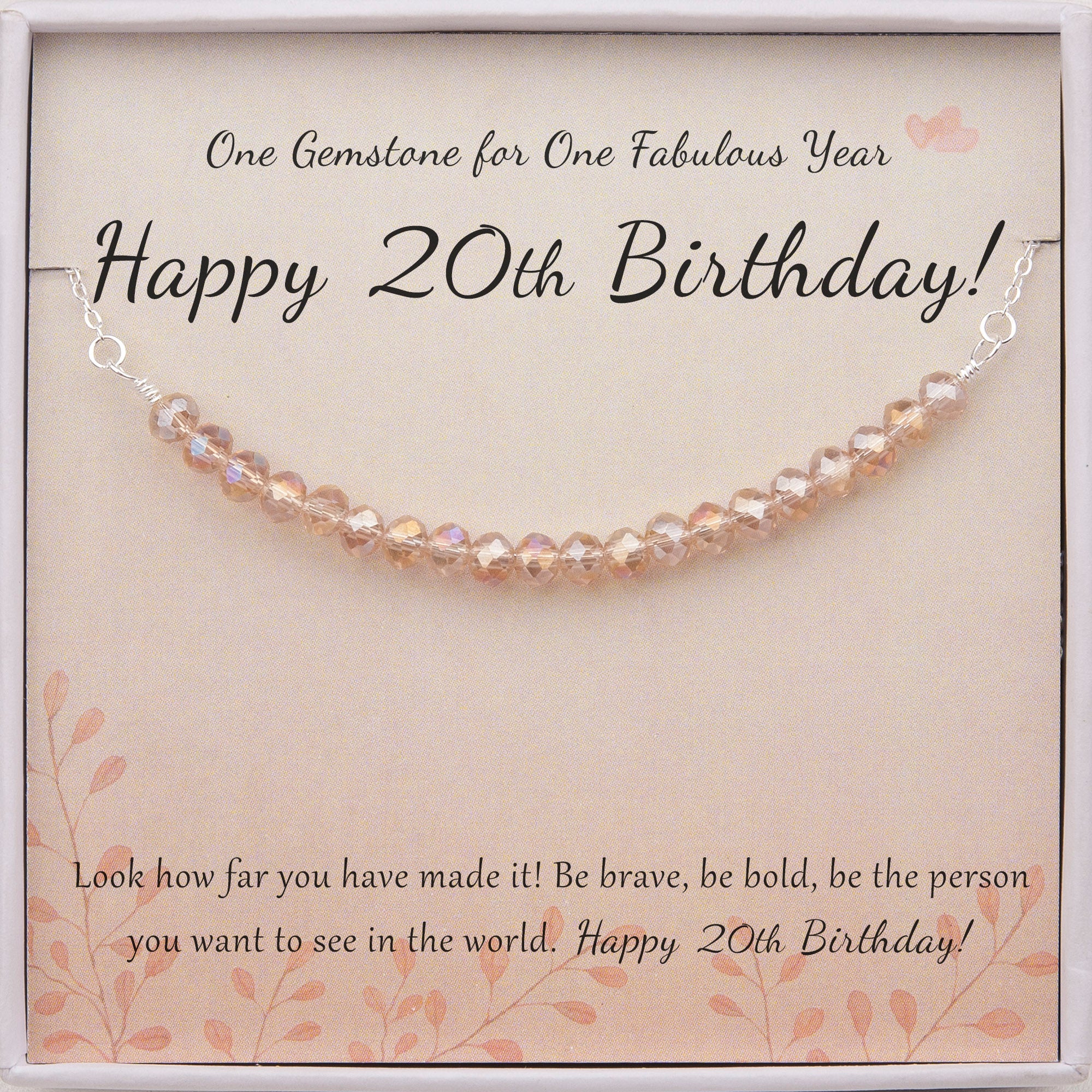 "Happy 20th Birthday" Card and Bead Necklace