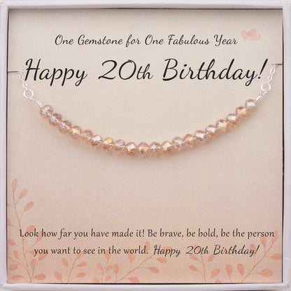 "Happy 20th Birthday" Card and Bead Necklace