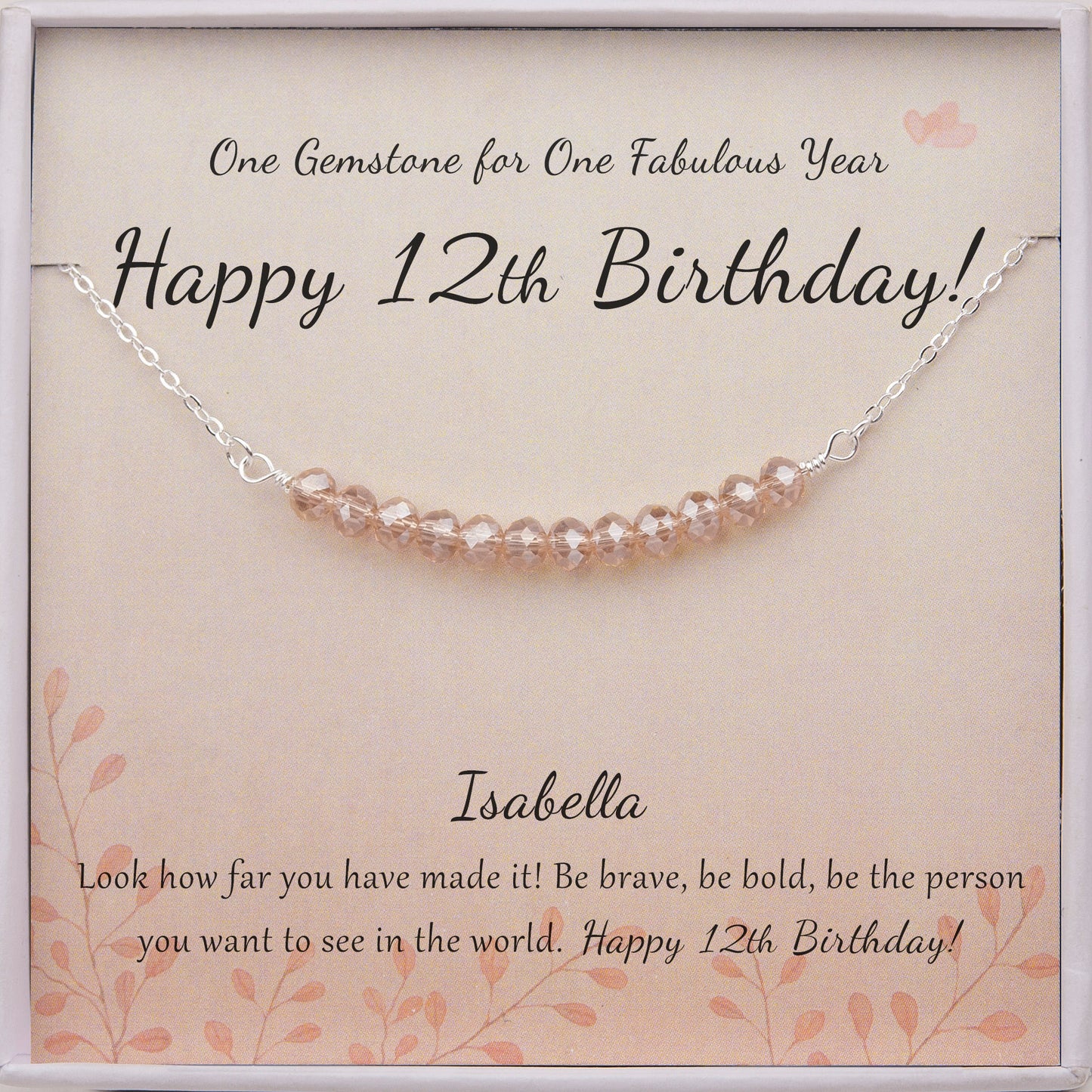 "Happy 12th Birthday" Card and Bead Necklace