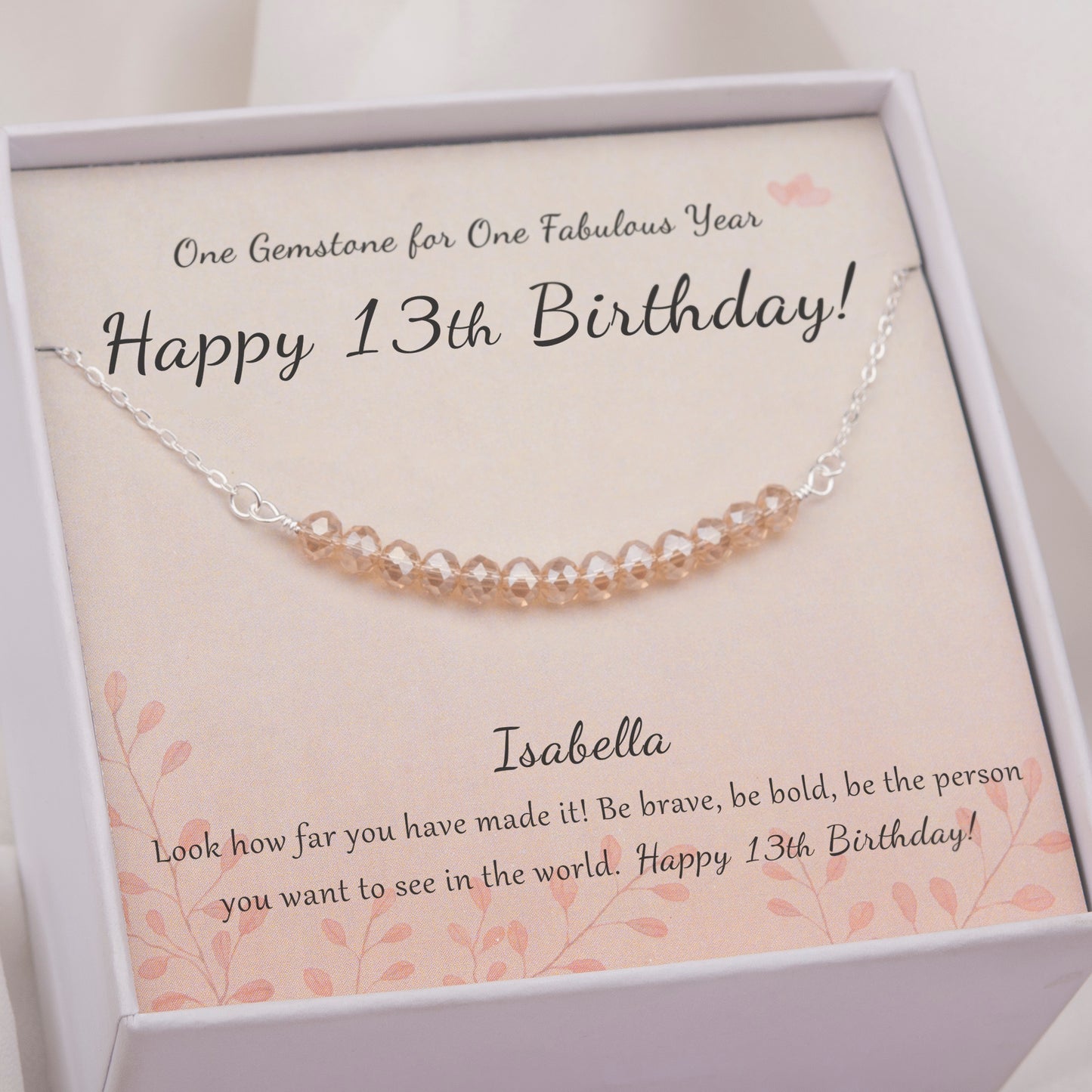 "Happy 13th Birthday" Card and Bead Necklace