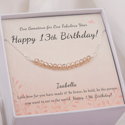 "Happy 13th Birthday" Card and Bead Necklace