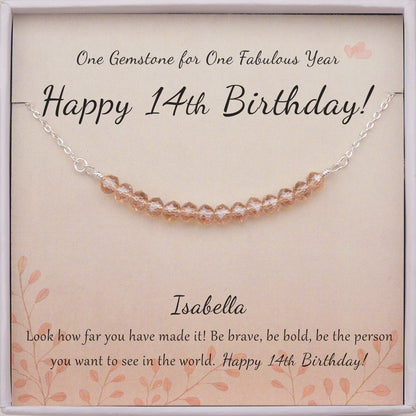 "Happy 14th Birthday" Card and Bead Necklace