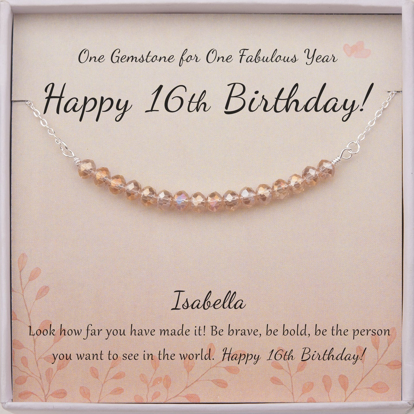 "Happy 16th Birthday" Card and Bead Necklace