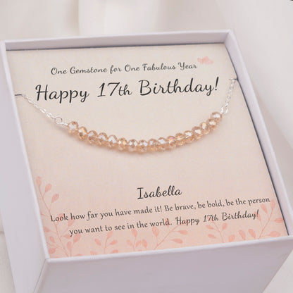 "Happy 17th Birthday" Card and Sterling Silver Bead Necklace