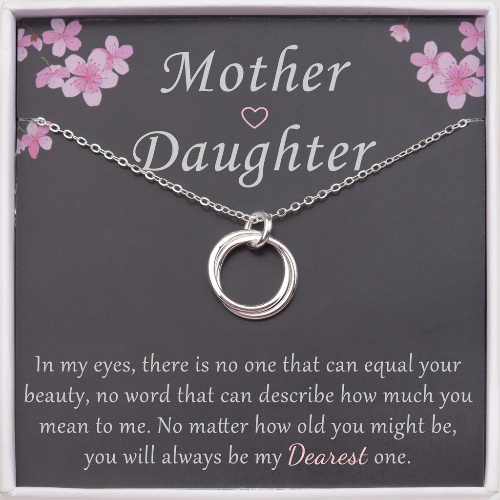 Mother and Daughter Card and Sterling Silver Necklace