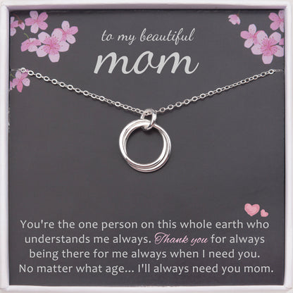 To My Beautiful Mom Card and Sterling Silver Necklace