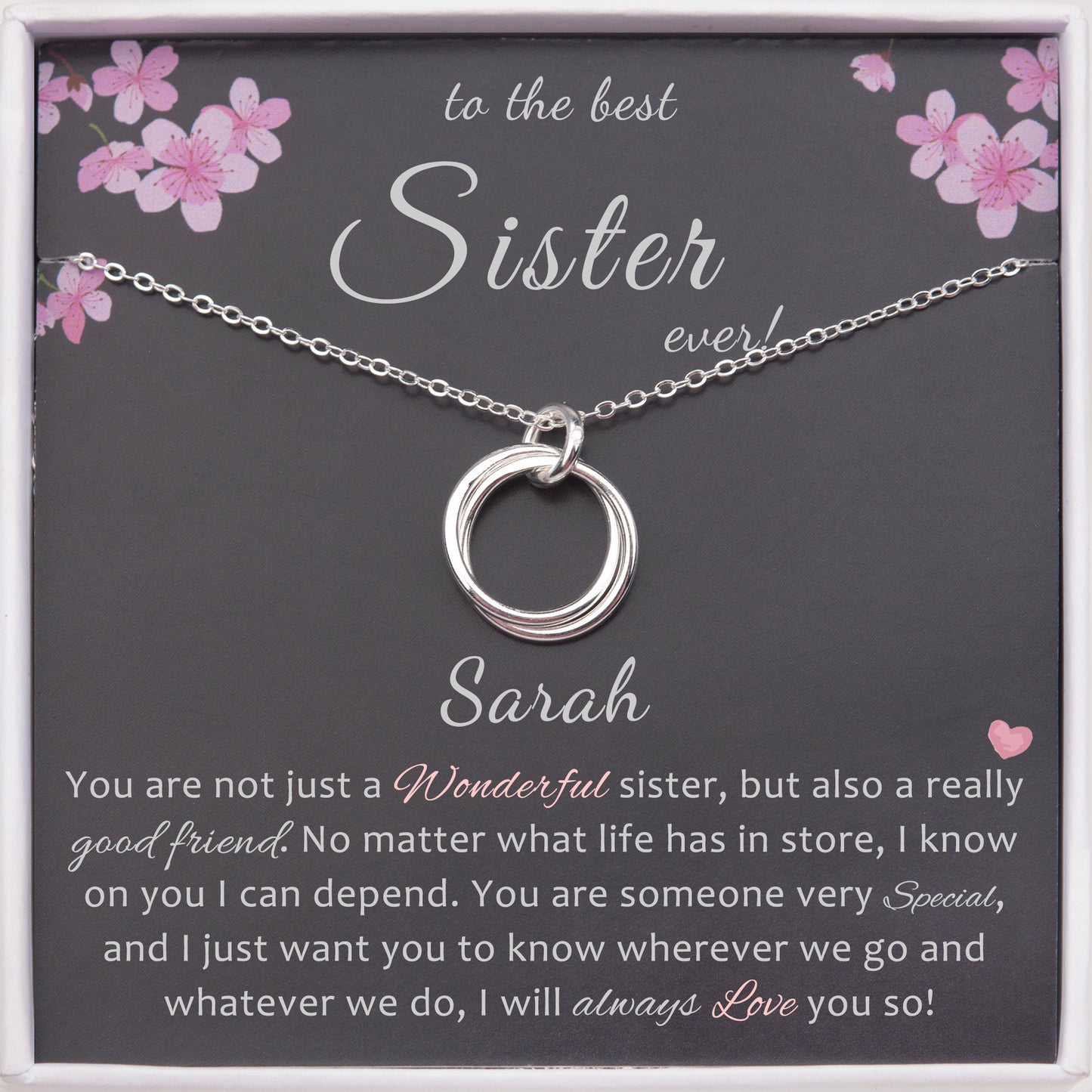 "To the Best Sister Ever" Card and Circles Necklace