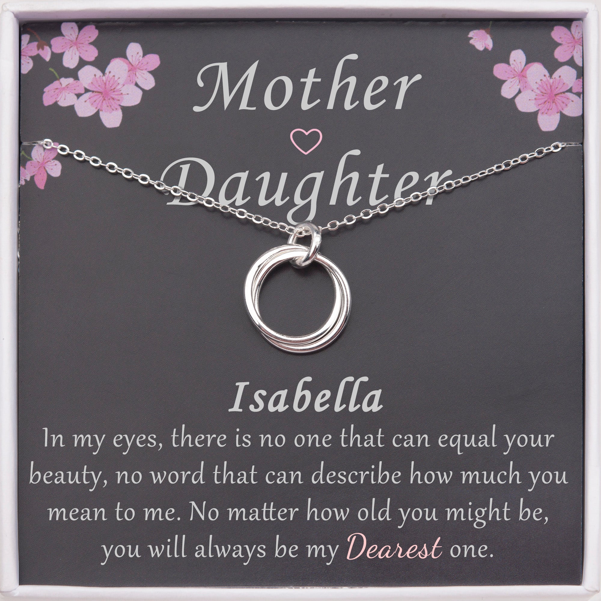 Mother and Daughter Card and Sterling Silver Necklace
