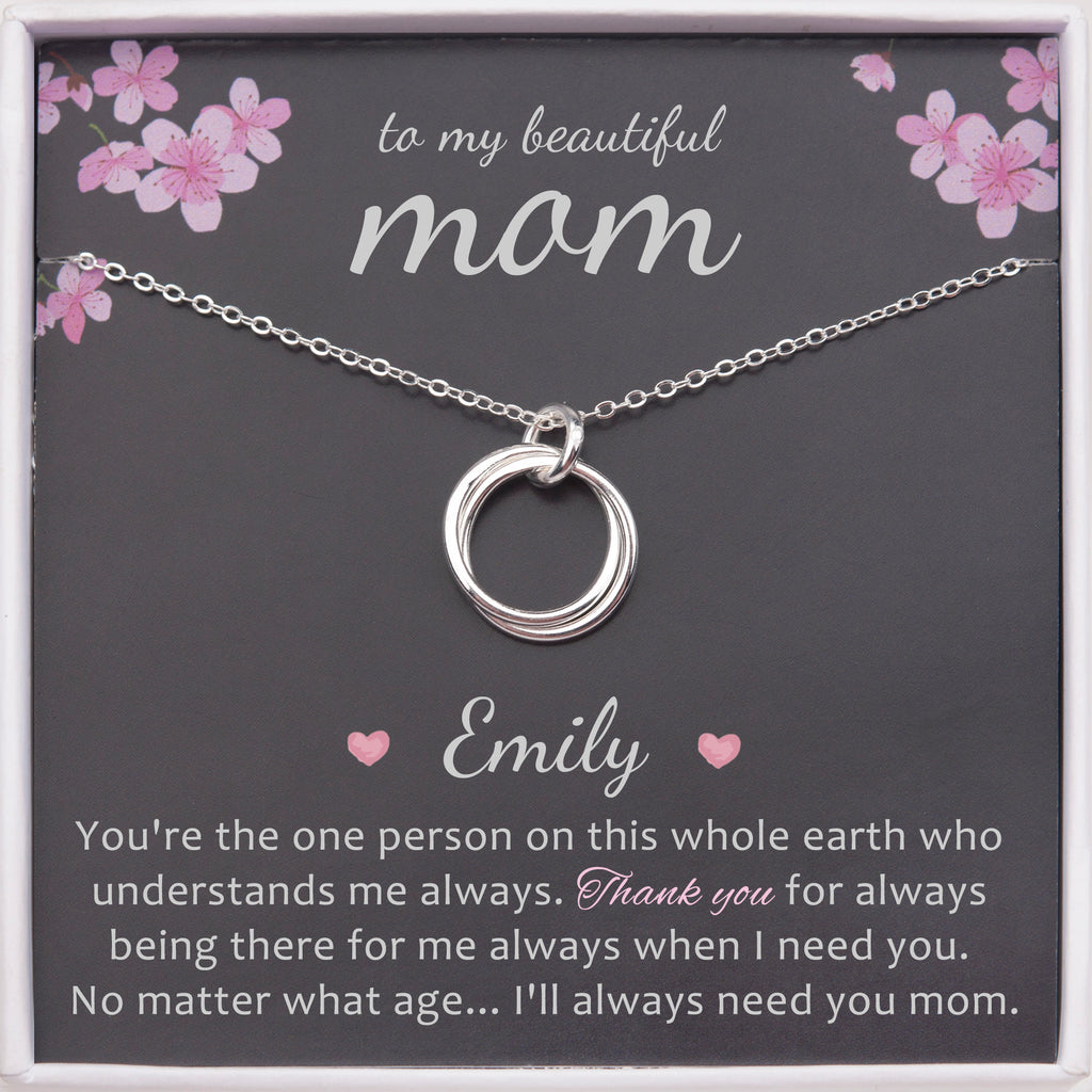 To My Beautiful Mom Card and Sterling Silver Necklace