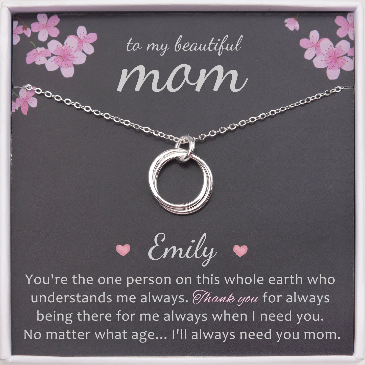 To My Beautiful Mom Card and Sterling Silver Necklace