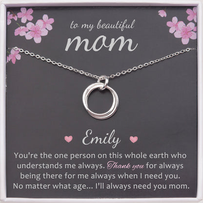 To My Beautiful Mom Card and Sterling Silver Necklace