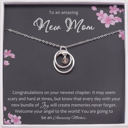 "To an Amazing New Mom" Card and Sterling Silver Necklace