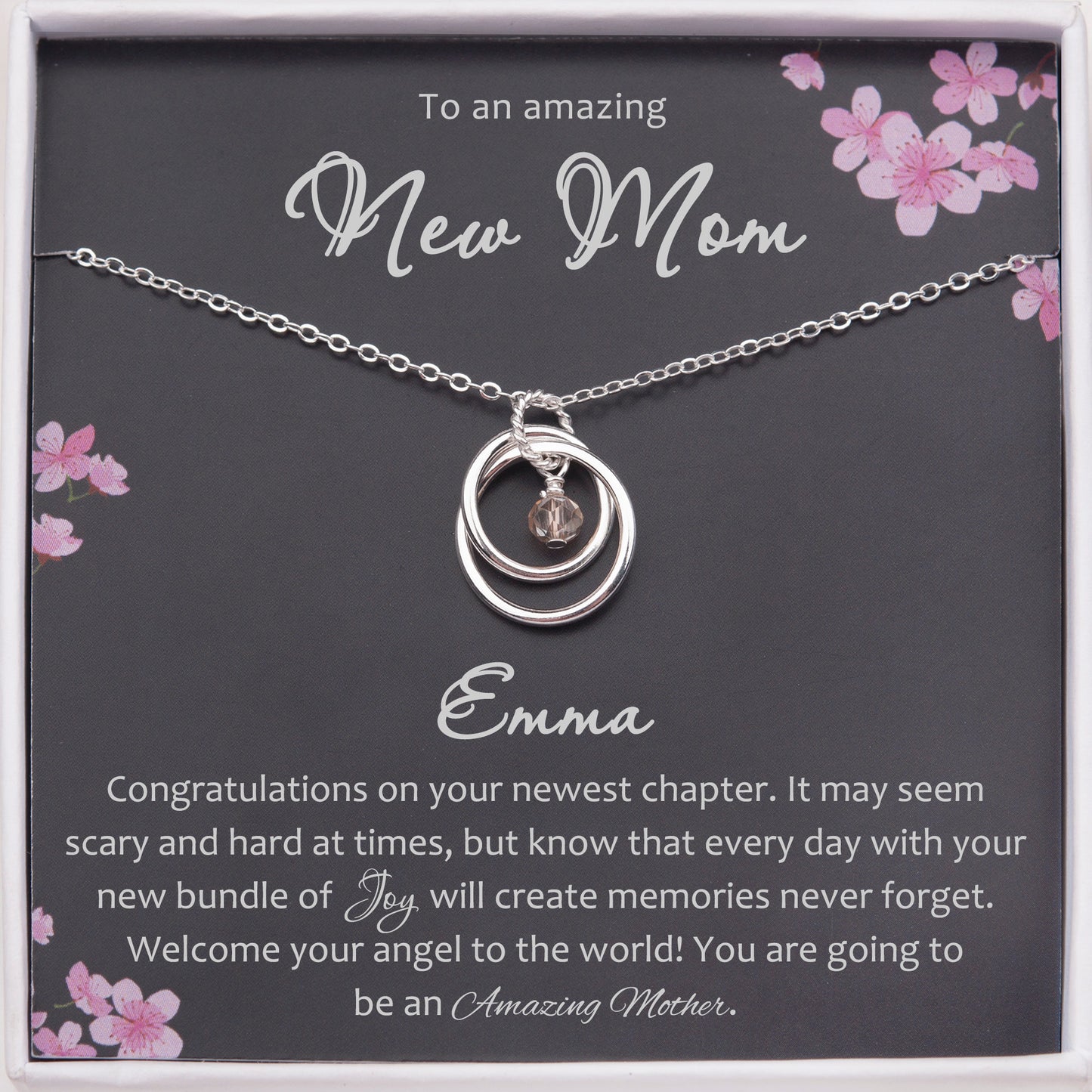 "To an Amazing New Mom" Card and Sterling Silver Necklace